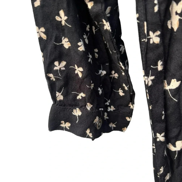 Patrons of Peace long sleeve black floral Tie front Dress floral whimsy Goth S - Picture 10 of 15